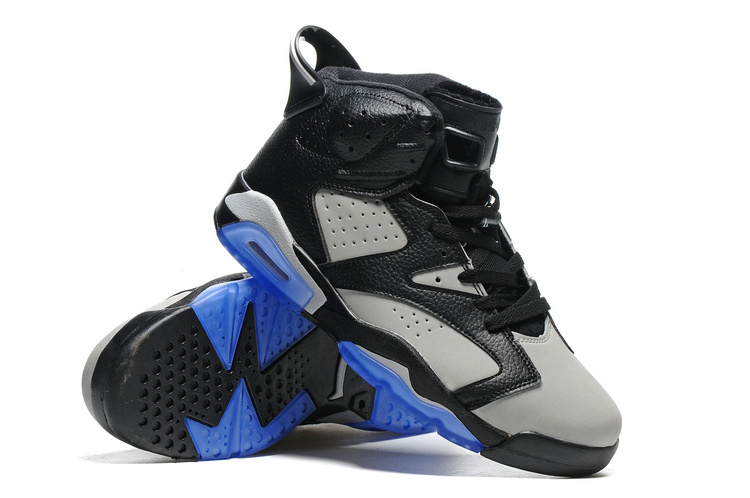 Classic Air Jordan 6 Black Grey Blue Shoes